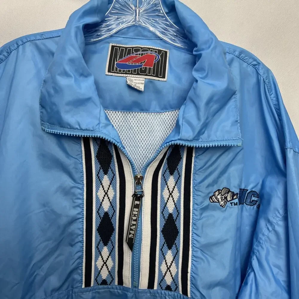 Vintage 90s UNC Tar Heels Jacket Mens Large 1/4 Zip Pullover Windbreaker